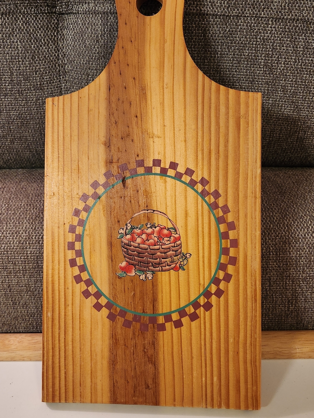 Vintage Alco Industries Wooden Cheese Board Charcuterie Apple Basket 14"x7